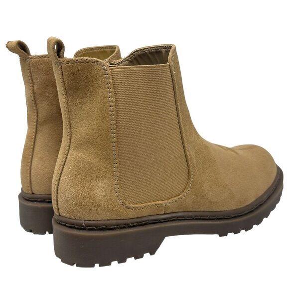 American Eagle Outfitters Womens 9 Tan Faux Suede Chelsea Boot Side Zip Shoes - Picture 8 of 14
